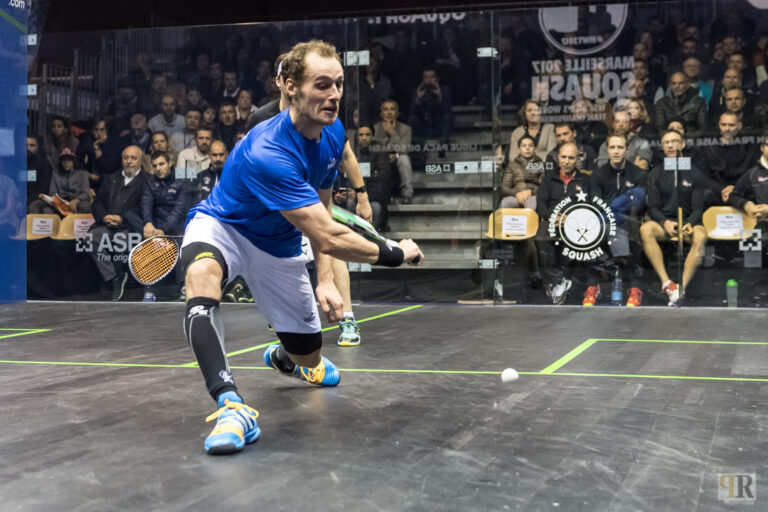 Gregory Gaultier of France in action during the 2017 WSF Men's World Team Squash Championship