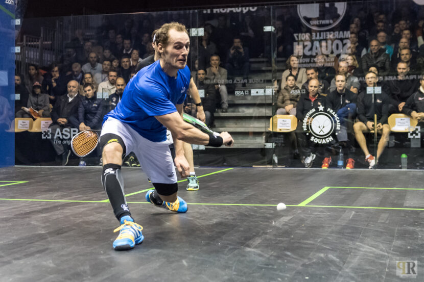 Gregory Gaultier of France in action during the 2017 WSF Men's World Team Squash Championship